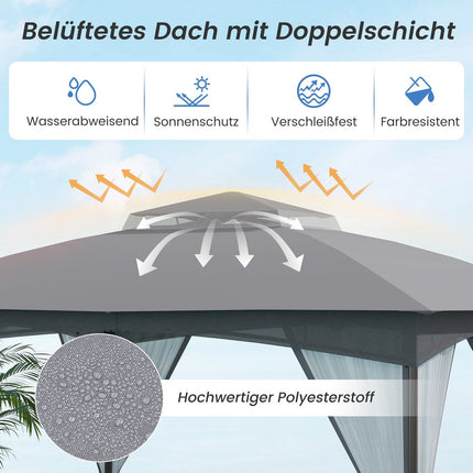 Āra paviljons 3,6 x 3 m, moskītu tīkls, ūdensnecaurlaidīgs, pelēks