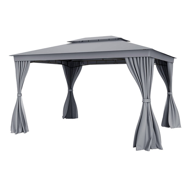 Āra paviljons ar tīklu un aizkariem - ūdensnecaurlaidīgs, 4x3m