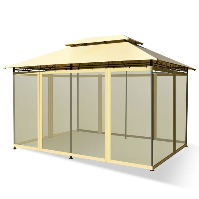 Āra paviljons ar noņemamām tīkla sienām, 3,9 x 2,9 m, bēšs