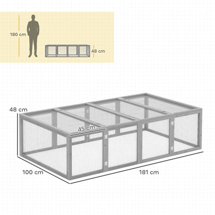 Outdoor Rabbit Hutch, Weatherproof Fir Wood, 181x100x48cm