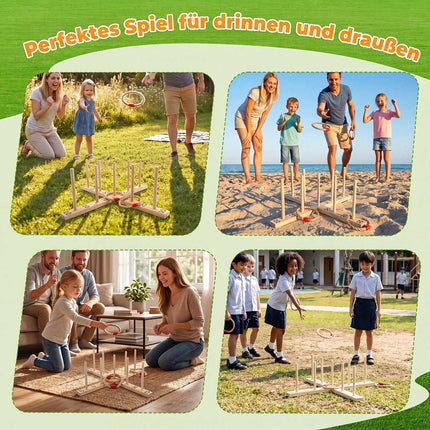 Āra gredzenu mešanas spēle ar 5 virves gredzeniem, masīvkoka