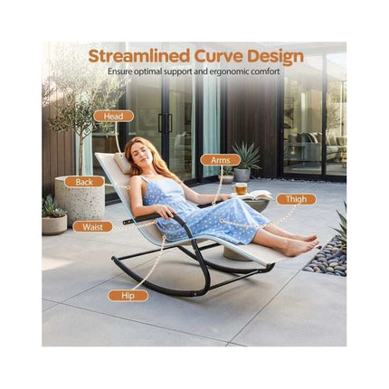 Outdoor Rocking Lounger with Removable Headrest, 160 kg Capacity, Beige