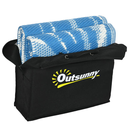 Reversible outdoor mat with bag, 182x274cm, blue