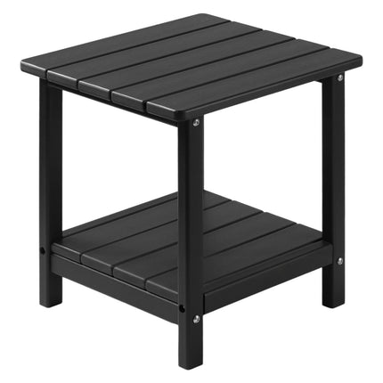Outdoor Side Table, 2-Tier HDPE, Black, 17.7 In