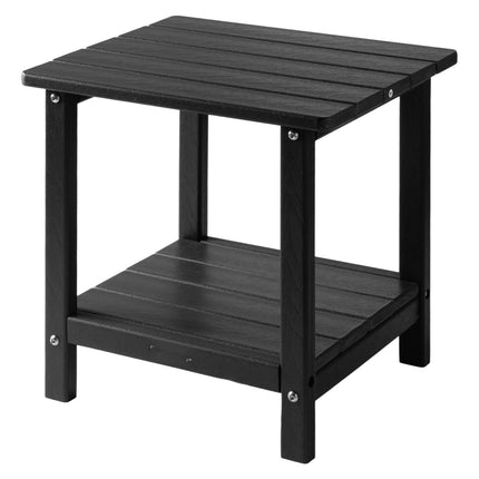 Outdoor Side Table, 2-Tier HDPE, Black, 17.7 In