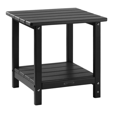 Outdoor Side Table, 2-Tier HDPE, Black, 17.7 In