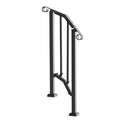 Outdoor Stair Handrail, 1-2 Step, Carbon Steel, Black