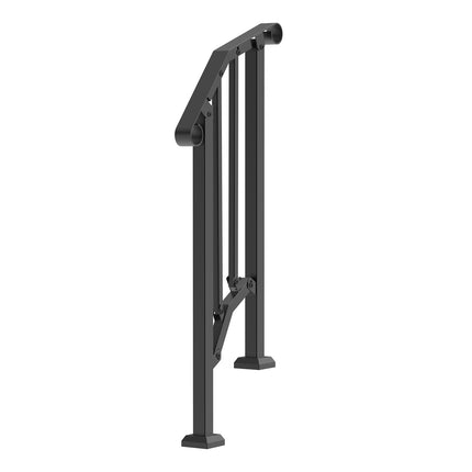 Outdoor Stair Handrail, 1-2 Step, Carbon Steel, Black