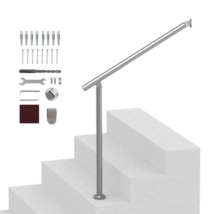 Outdoor Stair Handrail 31.5 in, Stainless Steel, Silver