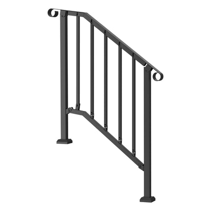 Outdoor Stair Handrail For 2-3 Steps, Carbon Steel, Black