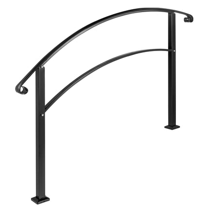 Outdoor Stair Handrail for 3 Steps, Wrought Iron, Adjustable Height