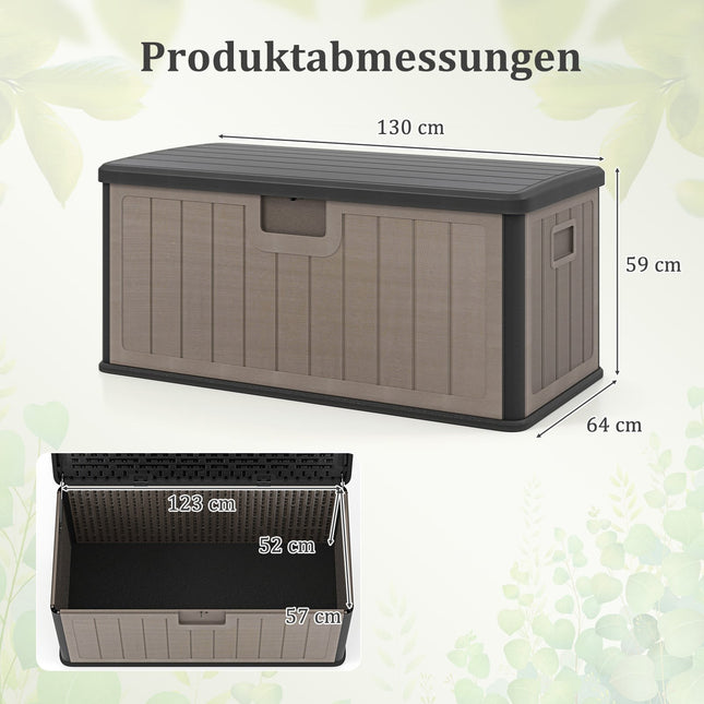 Āra uzglabāšanas kaste, 378 l, ūdensizturīga, ar aizslēdzamu vāku, melna/brūna