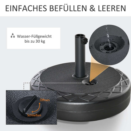 Āra saulessarga pamatne, HDPE, piemērota 38/48 mm kātiem, melna