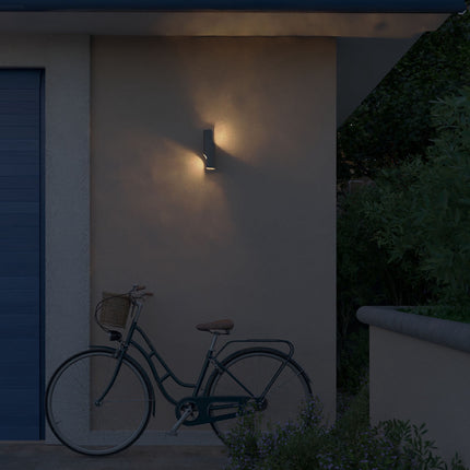 Āra sienas lampa, divkārša augšup/lejup vērsta LED lampa, antracīta krāsa