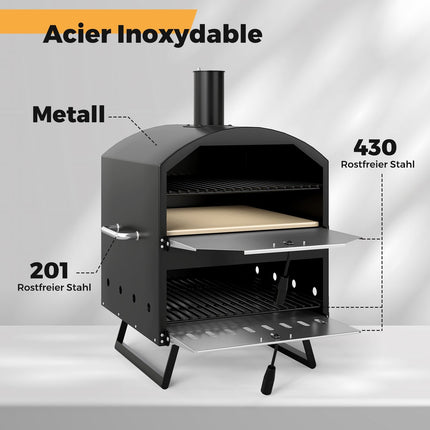 Āra picas krāsns ar malku, 40 cm, 2 slāņu cepšana