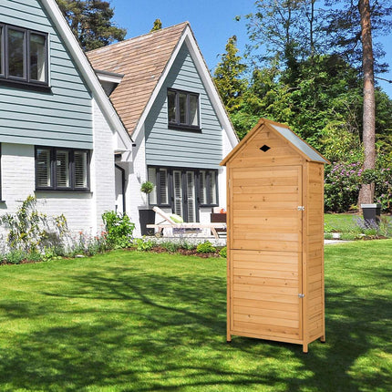 Outdoor Wooden Garden Shed with 5 Shelves, 70x35.5x160 cm