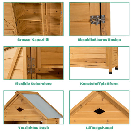 Outdoor Wooden Garden Shed with 5 Shelves, 70x35.5x160 cm