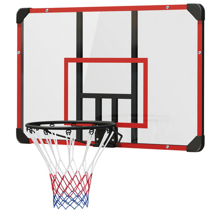 Basketbola grozs, basketbola dēlis ar grozu, basketbola tīkls ar basketbola dēli, stiprināms pie sienas, āra, tērauds, 113 x 61 x 73 cm, sarkans