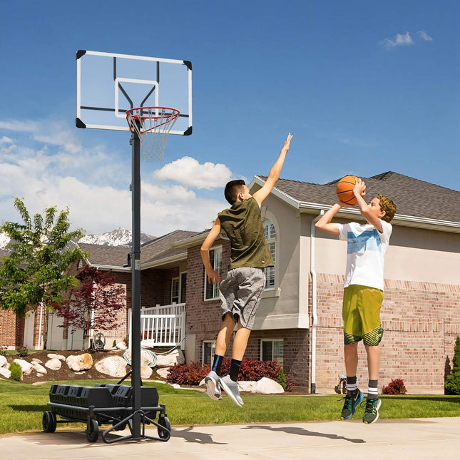 Āra basketbola grozs ar statīvu, regulējams augstums 130-310 cm, basketbola statīvs, basketbola sistēmas pamatne ar riteņiem