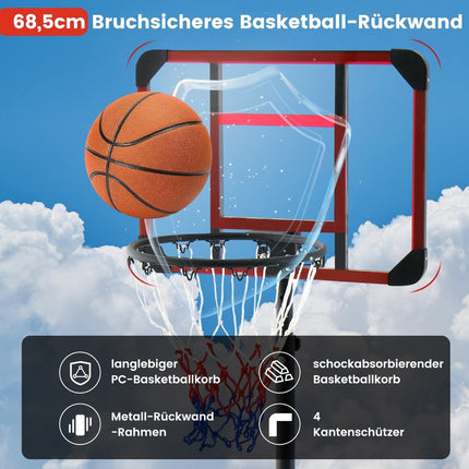 Āra basketbola grozs ar statīvu, 155-210 cm, regulējams augstumā, melns