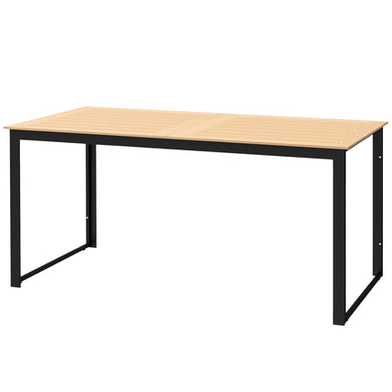 Dārza galds 6 personām 160 x 80 cm, laikapstākļiem izturīgs balkona galds ar koka izskata līstēm, bufetes galds, metāla kempinga galds, terases galds, āra pusdienu galds dārzam, terases balkona tīkkoks