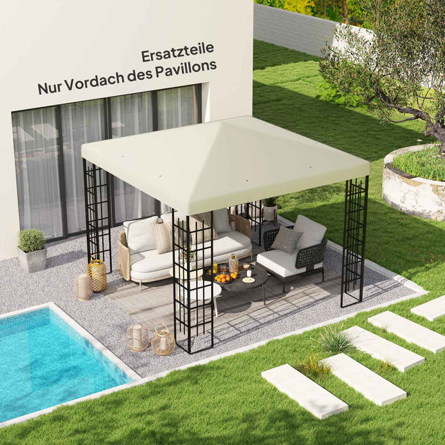 Outsuuny dārza lapenes jumta nomaiņas pārsegs, 3x3m, ūdensnecaurlaidīgs, dārza lapenes jumta pārsegs, oksfordas audums, rezerves daļas, 370gsm, krēmbalts