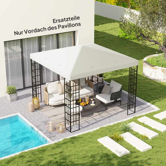 Outsuuny dārza lapenes jumta nomaiņas pārsegs, 3x3m, ūdensnecaurlaidīgs, dārza lapenes jumta pārsegs, oksfordas audums, rezerves daļas, 370gsm, gaiši pelēks