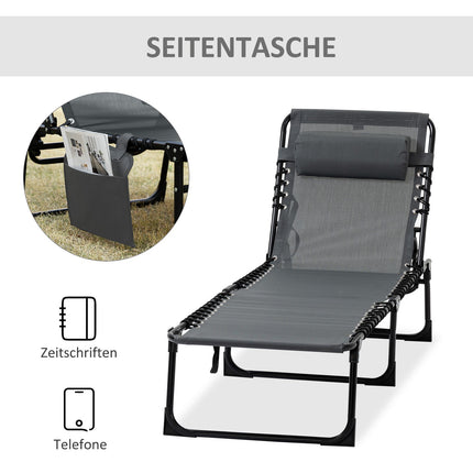 Folding sun lounger with cushion, adjustable, weatherproof