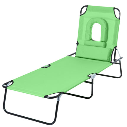 Folding sun lounger, adjustable, weatherproof, green