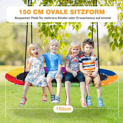 Ovālas ligzdas šūpoles ar celtspēju līdz 300 kg, āra šūpoles ar regulējamām virvēm, bērnu šūpoles