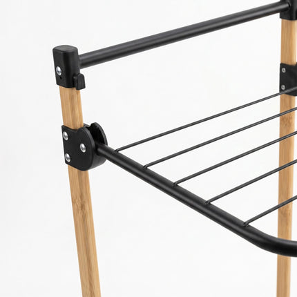 Virs durvīm uzstādāms veļas žāvētājs, tērauds un bambuss, 91x45x30 cm