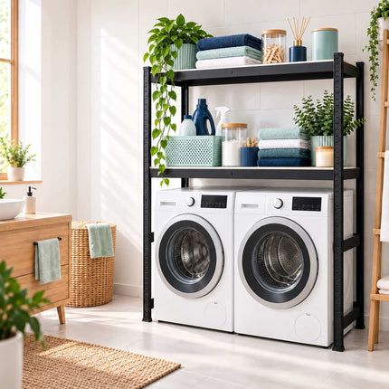 Over-Washer Shelf, Heavy-Duty Steel Frame – Black, 200 kg Load per Shelf