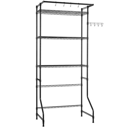 Over Washer and Dryer Storage Shelf, 3-Tier Rod, Hooks