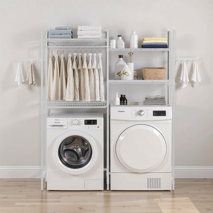 Over Washer and Dryer Storage Shelf, 4-Tier With Rod Hooks