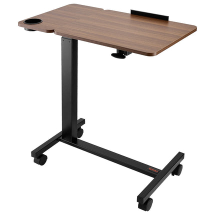 Overbed Table With Wheels, Adjustable Tilt Top, Cup Holder