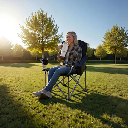 Oversized Camping Chairs 2 Pack, 450 lb, Cooler Pocket