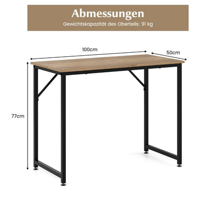 Datora galds ar regulējamiem kāju paliktņiem, kompakts datorgalds, 100 x 50 x 77 cm, dabīgs