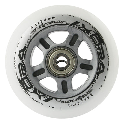 PU 84x24 82A White Wheels & ABEC-9 Bearings Set