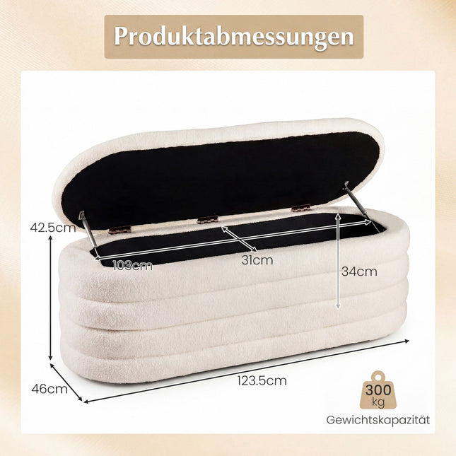 Polsterēts uzglabāšanas sols, 108,5 l tilpums, buklē audums