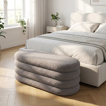 Padded Storage Bench with MDF Frame and Polyester Cover, Grey
