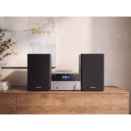 Panasonic Micro Hi-Fi System 60 W with CD and DAB+ Radio, Bluetooth, USB, Silver