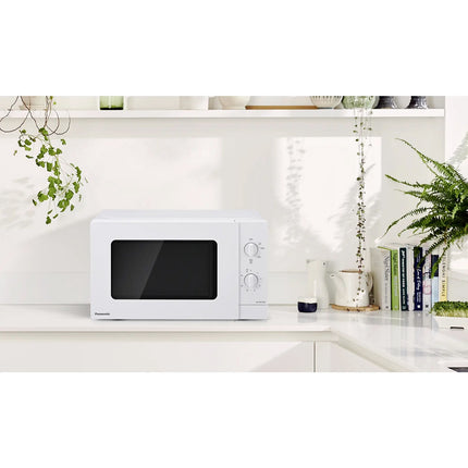 Panasonic mikroviļņu krāsns 800 W 20 L ar mehāniskiem regulatoriem, balta