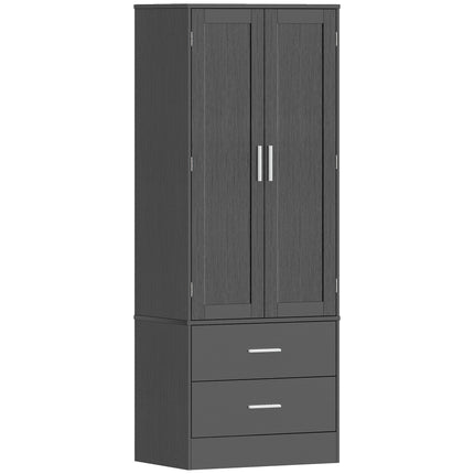 Pantry Cabinet 159 cm with 8 Door Shelves and 2 Drawers, Black, Shaker Doors