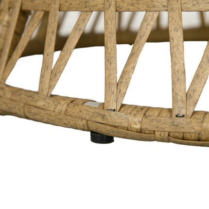Papasan krēsla pīts krēsls rotanga grozāmais krēsls ar spilvenu, 360 grādu regulējams kāju balsts, 85x70x82 cm, haki krāsā, dārzam un viesistabai