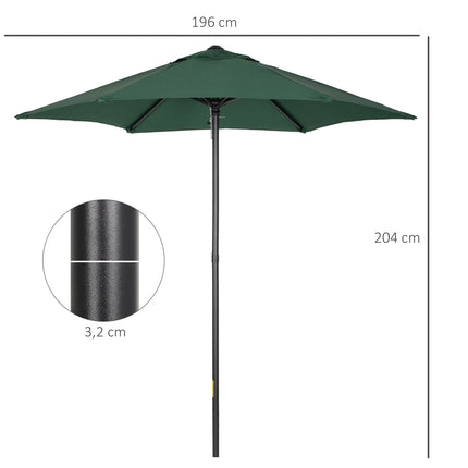 Saulessargs Ø196 cm, saulessargs ar saliekamo funkciju, sešstūra balkona saulessargs, pludmales saulessargs, vēja necaurlaidīgs, stabils tirgus saulessargs, kloķa saulessargs, saules aizsardzība pludmalei, balkonam, dārzam, zaļš