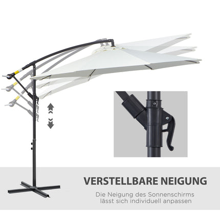 Saulessargs Konsoles Veidā ar Kloķi, Tērauda Rāmis un Poliestera Audums, Krēmkrāsas, Ø3X2.5M