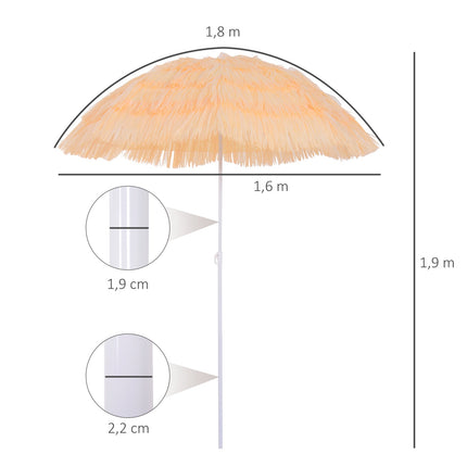 Saulessargs Havaju lietussargs Pludmales lietussargs Ballīšu lietussargs Dārza lietussargs Dažādās krāsās 4 modeļi (Havaju lietussargs/Ø160 cm/bēšs)