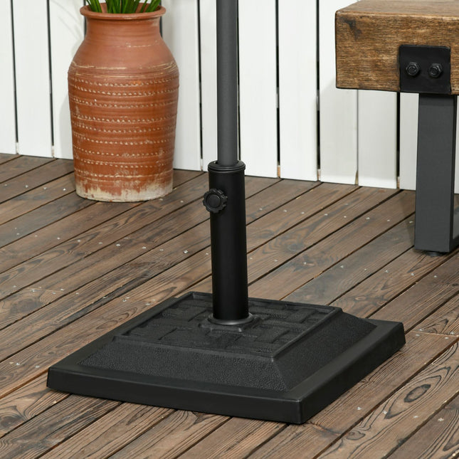 Saulessarga statīvs 12 kg, saulessarga pamatne Ø32/38/48 mm kātiem, saulessarga statīvs dārzam, balkonam, sveķi, melns 44 x 44 x 33 cm