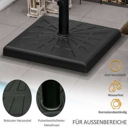 Saulessarga statīvs 19 kg, saulessarga pamatne, lietussarga statīvs saulessargu kātiem Ø 32/38/48 mm, sintētiskie sveķi, melns, 51 x 51 x 32 cm
