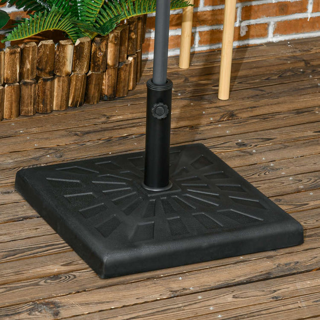 Saulessarga statīvs 19 kg, saulessarga pamatne, lietussarga statīvs saulessargu kātiem Ø 32/38/48 mm, sintētiskie sveķi, melns, 51 x 51 x 32 cm